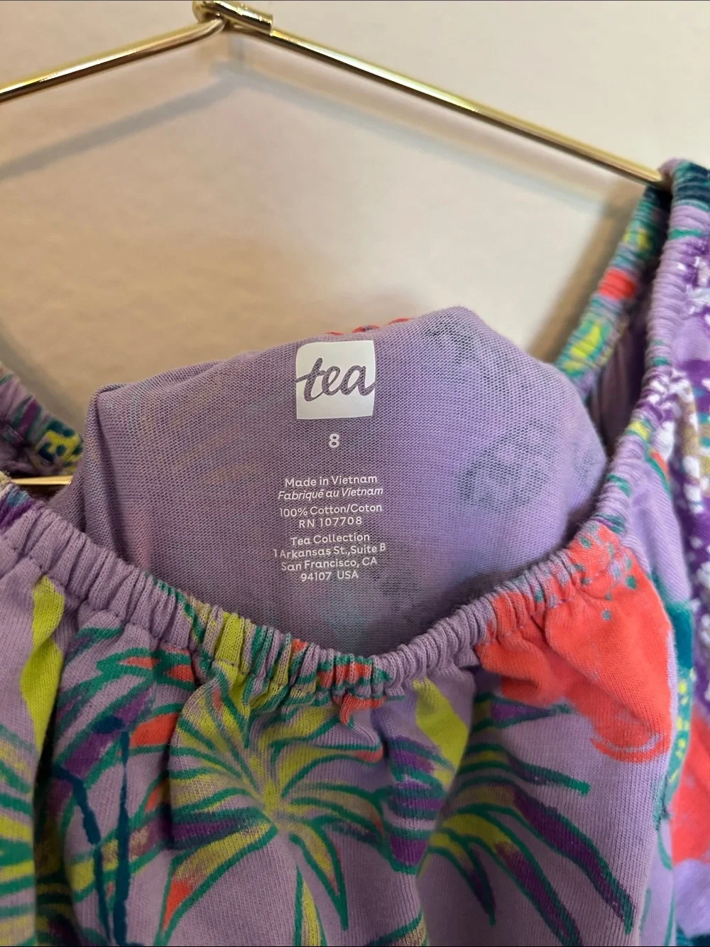 Tea Collection Girls' Purple Floral Flutter-Sleeve Dress